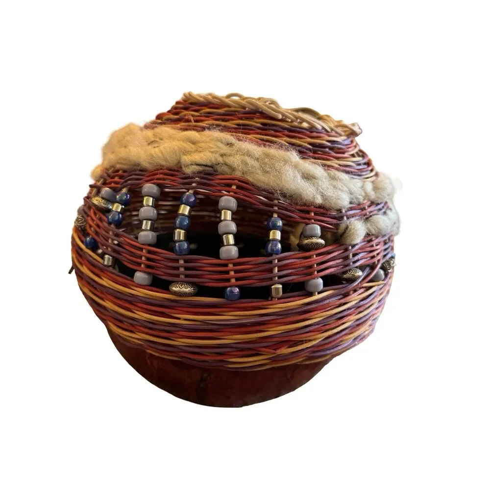 Vintage African Bead Gourd Unique Collectable Music‎ Mexico Beautiful